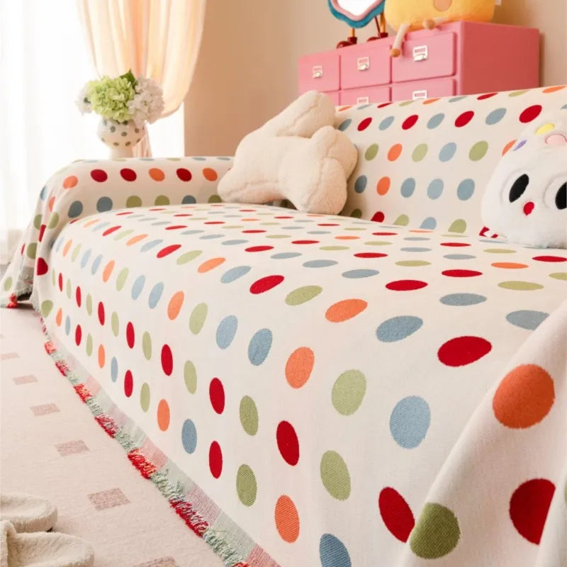 Dopamine Dots Sofa Cover Luxury Cat-Proof Couch Protector All-Season Stretchable Sofa Slipcover for Women Home Decor Living Room